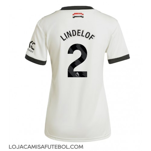 Camisa de Futebol Manchester United Victor Lindelof #2 Equipamento Alternativo Mulheres 2024-25 Manga Curta